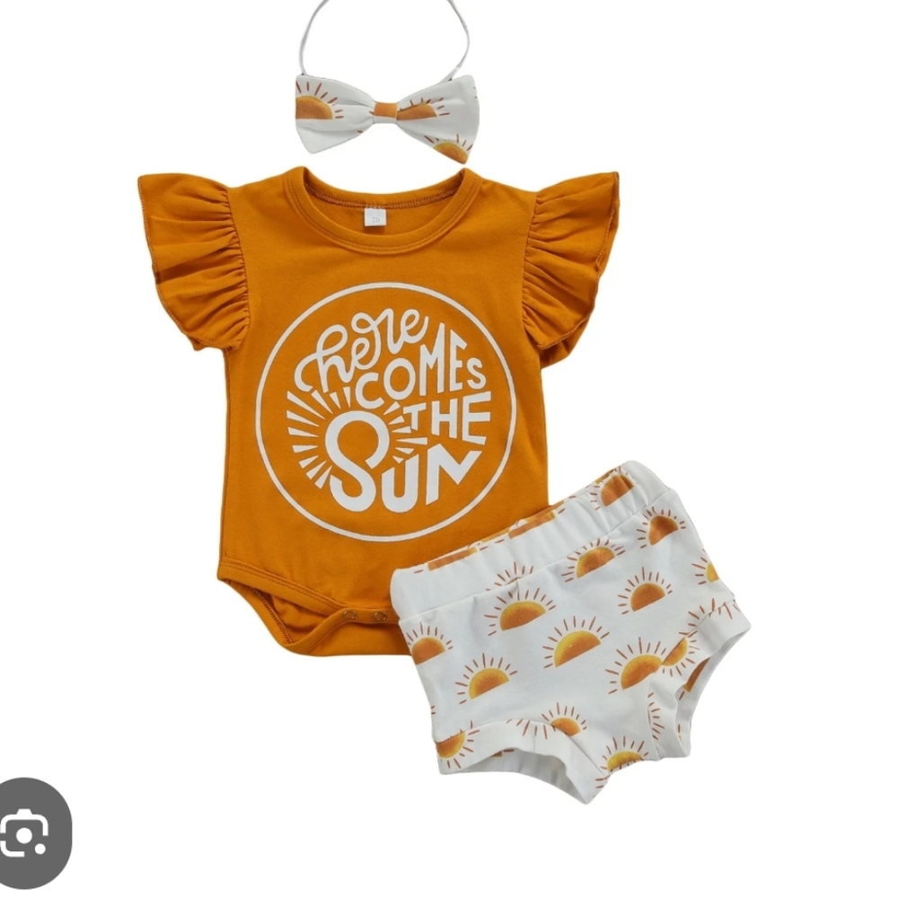 Orange Baby Outfit 3 Piece Set